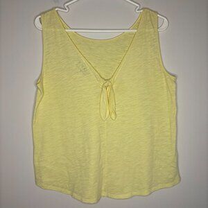 LOFT VINTAGE SOFT Tank Top S Women Sleeveless Yellow Back V-Neck Tie